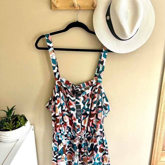 Plus Size NWT Lane Bryant Geometric Print Peplum Tank Top Size 28 - Picture 1 of 10